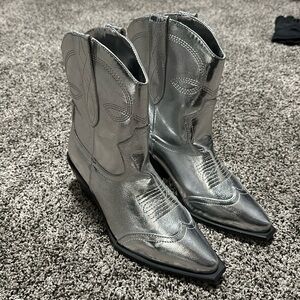 Silver cowboy boots